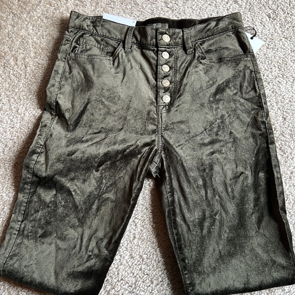 7 For All Mankind high waist ankle skinny jeans green velvet size 28 pants - Picture 3 of 6